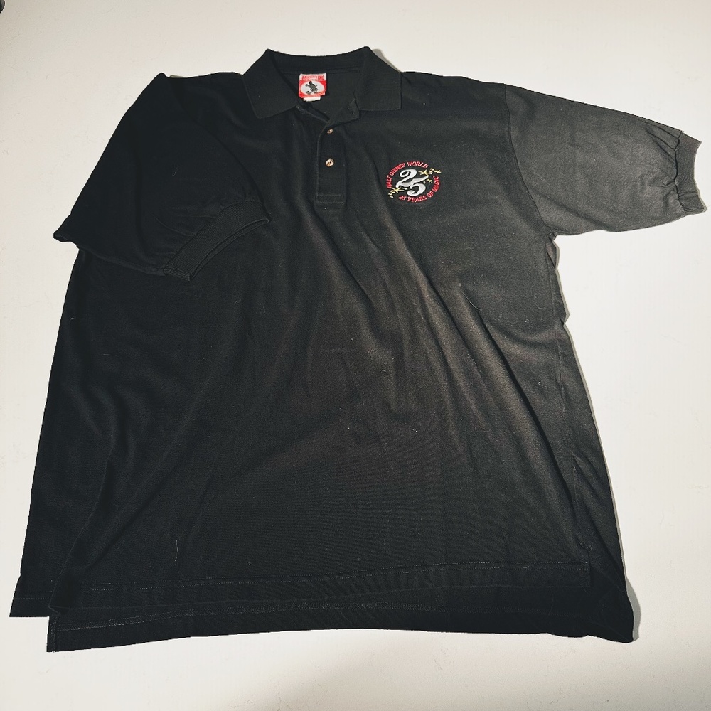 Vintage Walt Disney 25th Year Anniversary Mickey Mouse Black Polo - XL